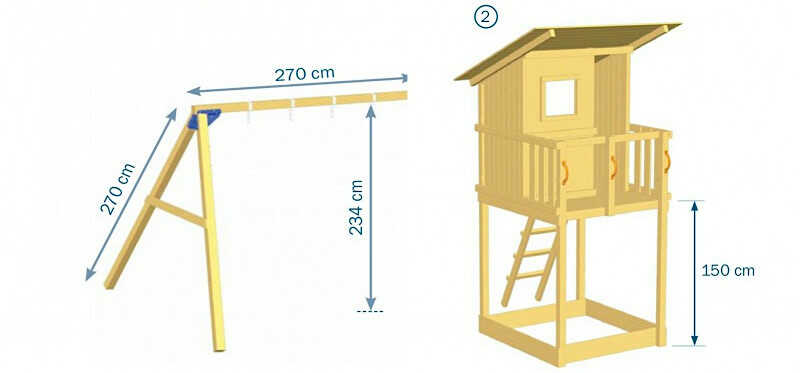 Beach Hut Tower - Slide Height 150cm & Swing Module